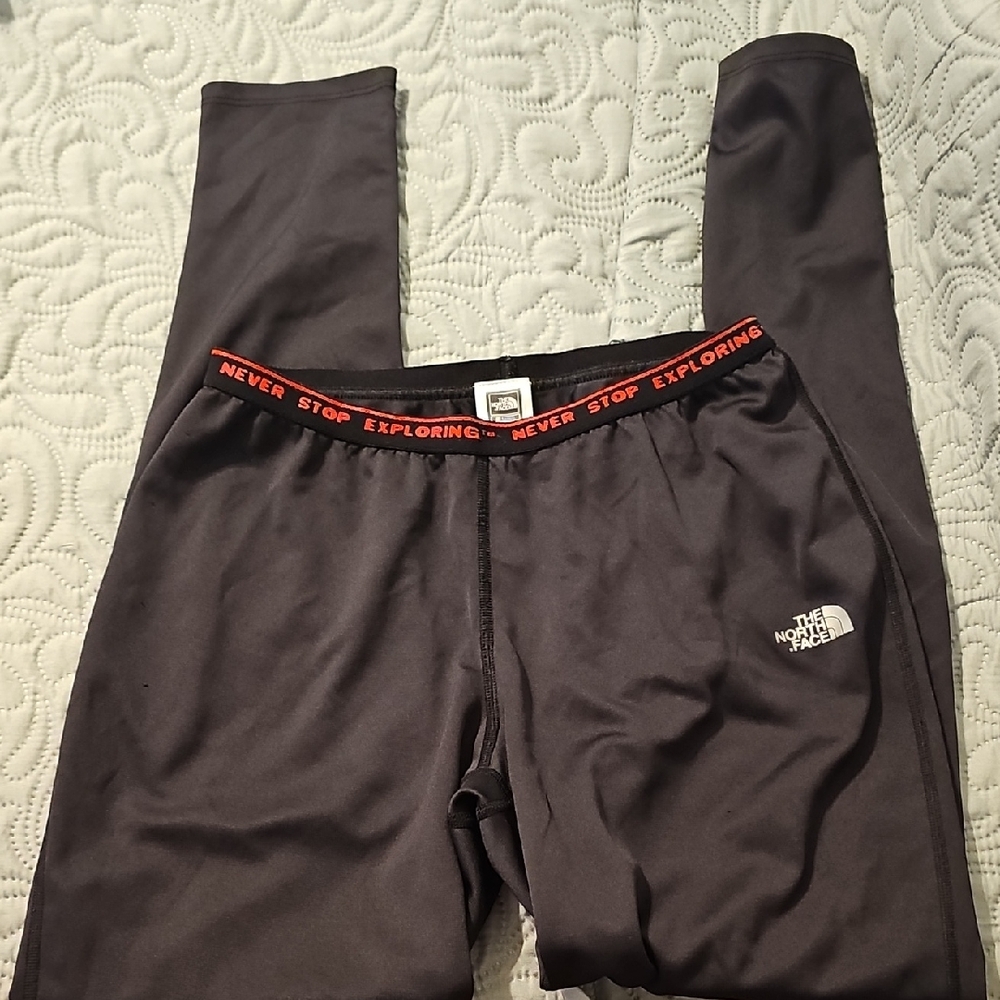 The North Face Black Base Layer Leggings with Red Logo Waistband